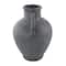 16" Black Ceramic Whitewashed Textured Amphora Vase